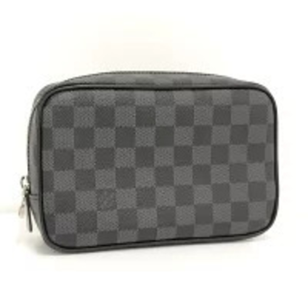 LOUIS VUITTON Trousseau Toilette Pouch Clutch Damier Graphite Black